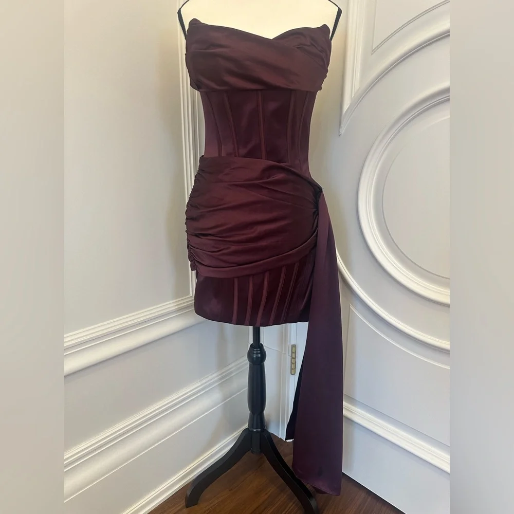 House of CB Loubella Mulberry Strapless Corset Dress (Size Medium) - Picture 2 of 14